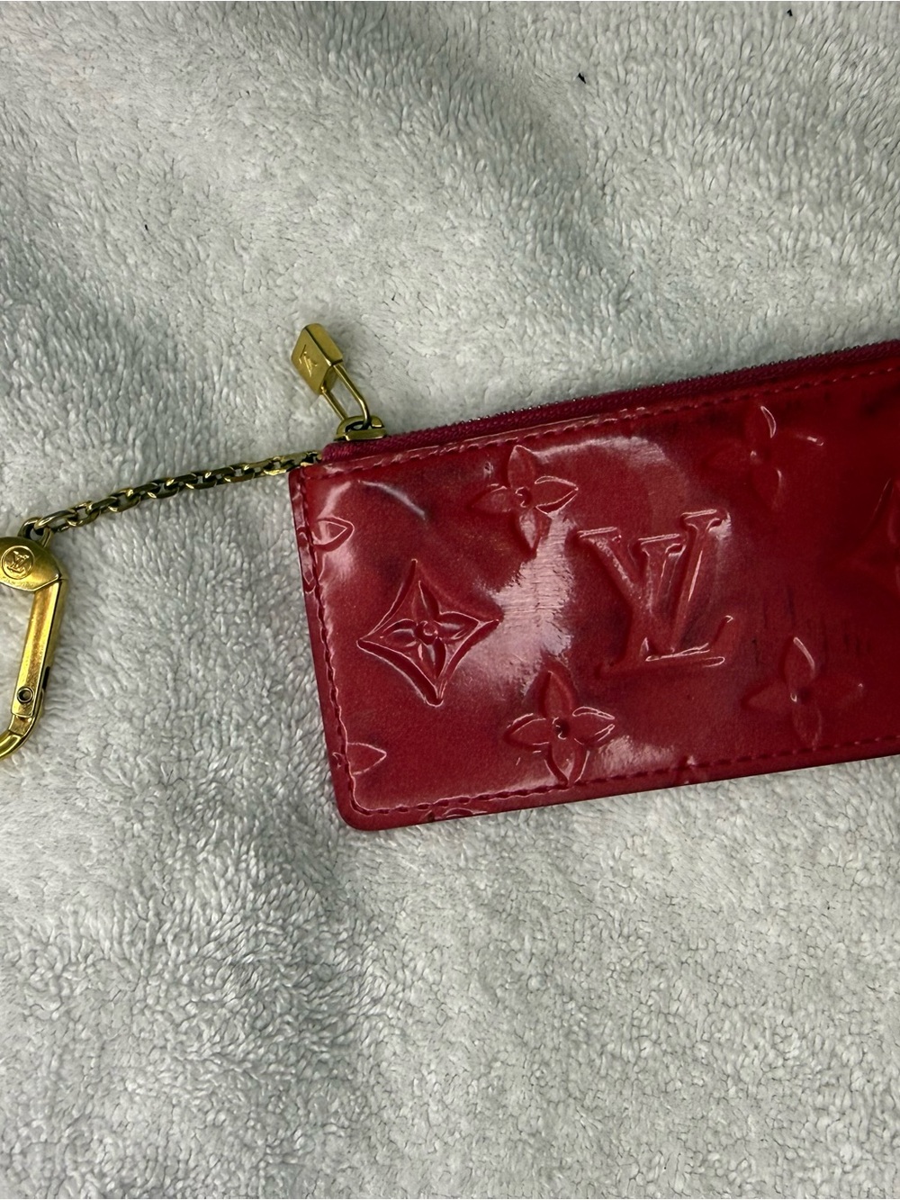 Louis Vuitton Red Vernis Embossed Key Pouch with Gold Hardware
